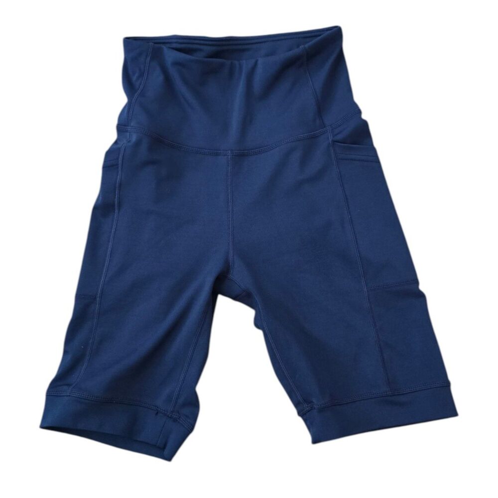 Body Glove Blue High Waist Biker Shorts Small Athletic Pocket Shorts